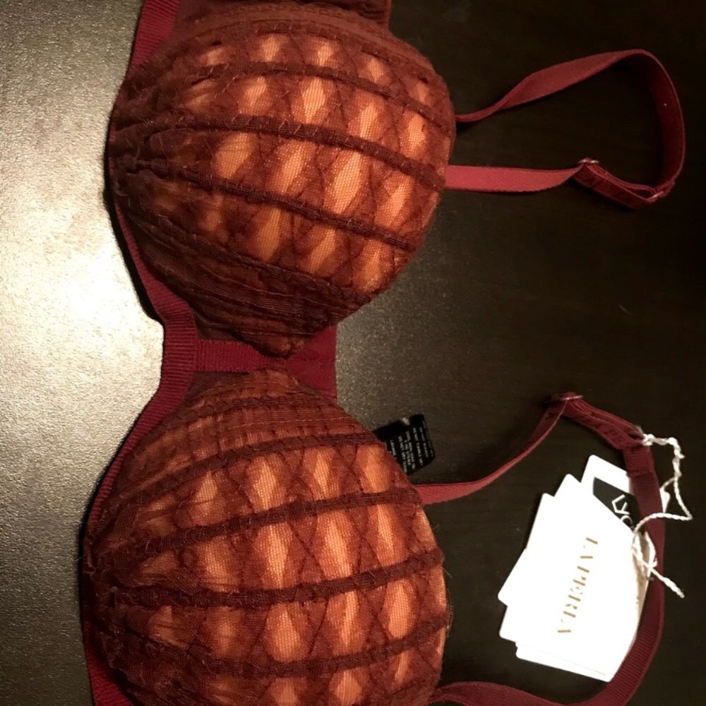 La Perla Tulle Soutache Dark Red 34 B NWT